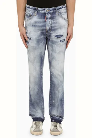 Dsquared2 Navy Blue Washed Jeans With Denim Wear