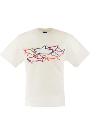 Paul & Shark Cotton T Shirt With Shark Print