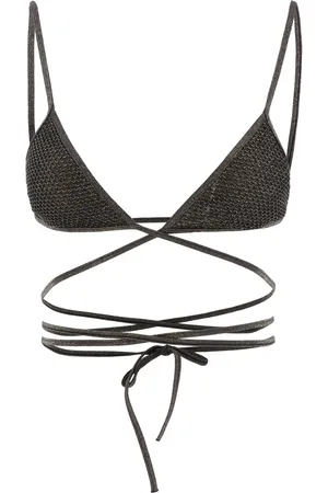 Palm Angels "Criss Cross" Lurex Bikini Top