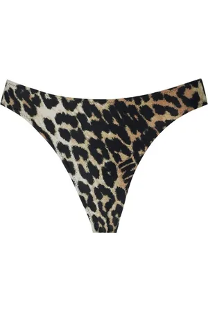 Ganni Leopard Print Cut Out Bikini Bottom