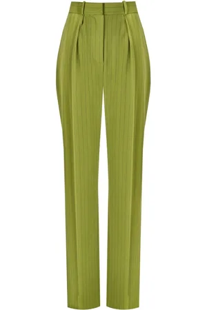 Elisabetta Franchi Olive Pinstripe Trousers