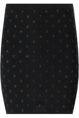 Elisabetta Franchi Knitted Skirt With Rhinestones