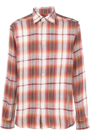 BARENA Check Print Cotton Blend Shirt