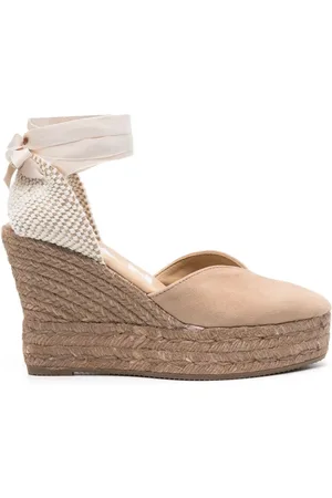 MANEBI Hamptons Suede Heart Shaped Wedge Espadrilles