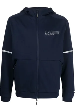 EA7 Logo Cotton Blend Hoodie
