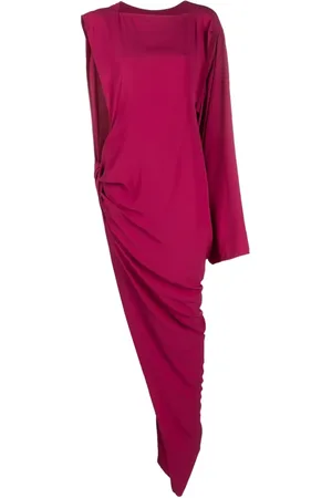 Rick Owens Long One Shoulder Draped Silk Blend Dress