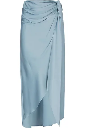 Simkhai Elisabetta Draped Satin Midi Skirt