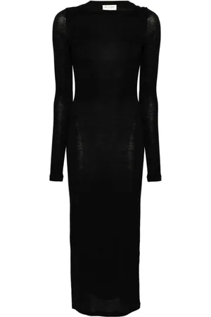 Saint Laurent Wool Blend Long Pencil Dress