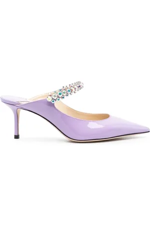 Jimmy Choo Bing 65 Crystal Strap Patent Leather Mules