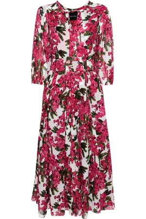 SAMANTHA SUNG Floral Print Shirt Dress