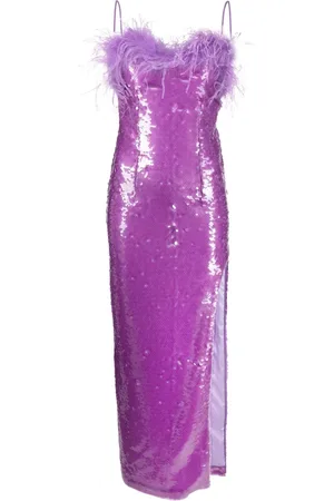 GIUSEPPE DI MORABITO Feathers Sequins Long Dress