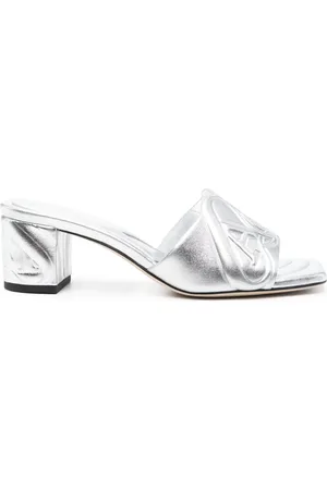 Alexander McQueen Alexander Mc Queen Metallic Leather Heel Sandals