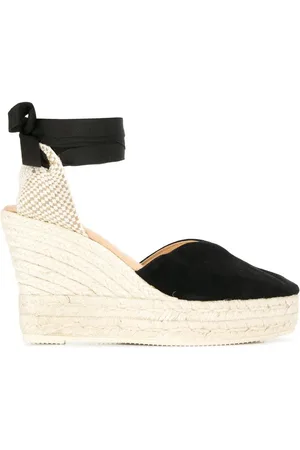 MANEBI Hamptons Suede Heart Shaped Wedge Espadrilles