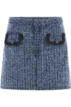 Self-Portrait Textured Denim Skirt