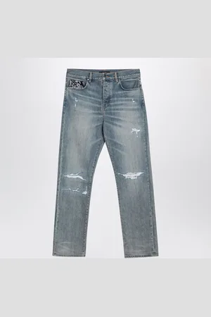 AMIRI Straight Jeans With Rips Antique Indigo