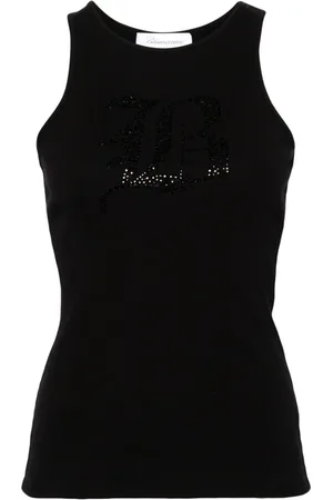 BLUMARINE Logo Ribbed Cotton Tank Top