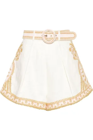 ZIMMERMANN Embroidered Linen Shorts