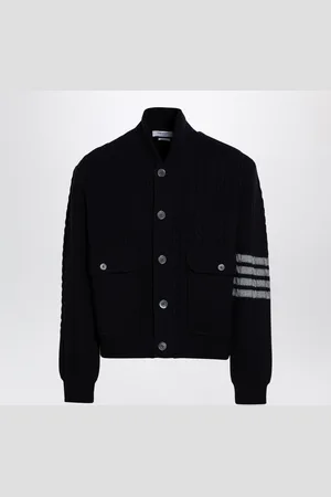 Thom Browne Navy Cable Knit Cardigan