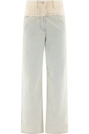 Givenchy Oversized Denim And Tweed Mixed Jeans With 4 G Detail