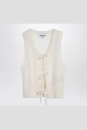Ganni White Mohair Lace Up Vest