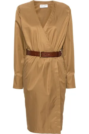 Saint Laurent Cotton Twill Midi Dress