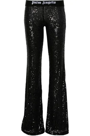 Palm Angels Logo Sequined Flared Trousers