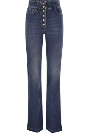 Elisabetta Franchi Stretch Cotton Flared Jeans With Central Button Placket