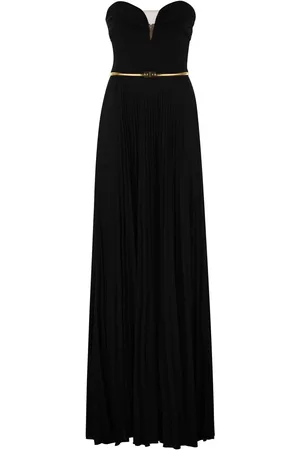 Elisabetta Franchi Pleated Lurex Jersey Red Carpet Dress With Belt