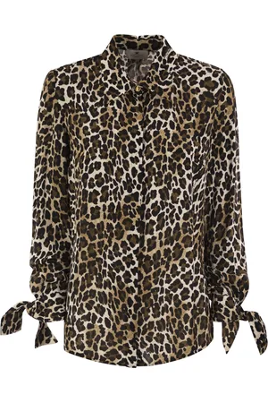 Elisabetta Franchi Animal Georgette Shirt With Ribbon Cuffs