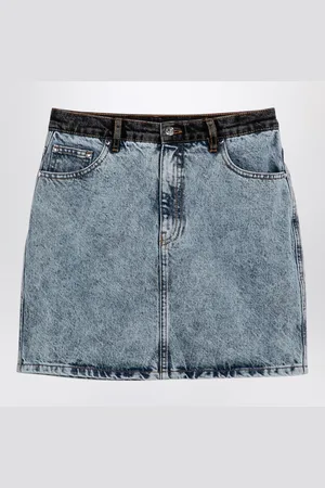 ROTATE Patchwork Mini Skirt In Organic Denim