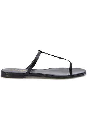 Saint Laurent Cassandra Leather Flat Sandals