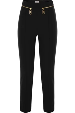 Elisabetta Franchi Straight Crepe Trousers With Zip
