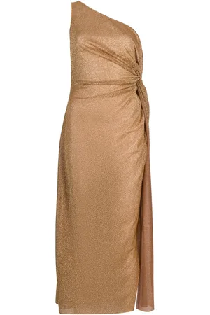 Oseree Metallic Midi Dress Embellished With Knots