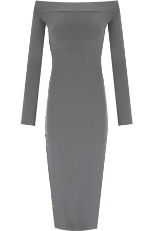 Elisabetta Franchi Steel Knitted Midi Dress