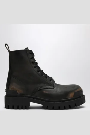 Balenciaga /Brown Lace Up Boot With Worn Effect