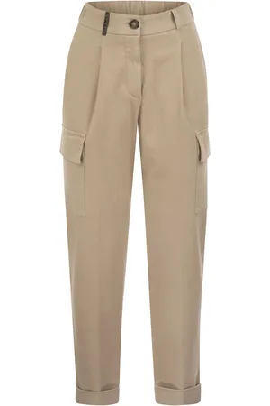 PESERICO SIGN Cargo Carrot Trousers In Cotton Gabardine