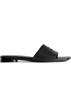 Balenciaga Leather Logo Flat Sandals