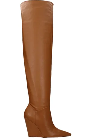 Stuart Weitzman Saloon Boots Women Leather Brown/Caramel