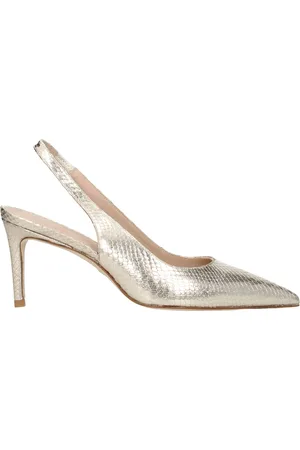 Stuart Weitzman Sandals Women Leather Gold/Platinum