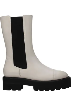 Stuart Weitzman Presley Boots Women Leather Beige/Oats