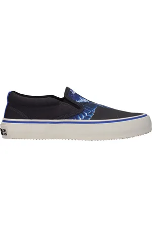 MARCELO BURLON Slip On Uomo Tessuto Nero/Turchese
