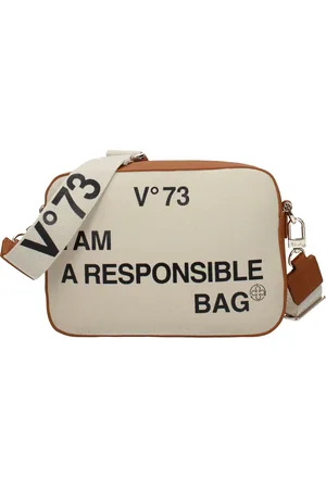 V°73 Shoulder bags Responsability bis Women Polyester Beige/Leather