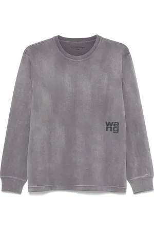 Alexander Wang Essential Jsy Ls Tee W/ Puff Logo & Bound Neck