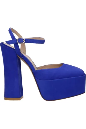 Stuart Weitzman Sandals Skyhi Womens Suede Blue/Juniper