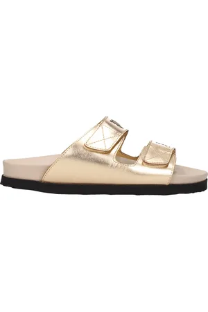 Palm Angels Slippers and Hooves Women Leather Gold