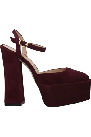 Stuart Weitzman Sandals Skyhi Womens Suede Red/Cabernet