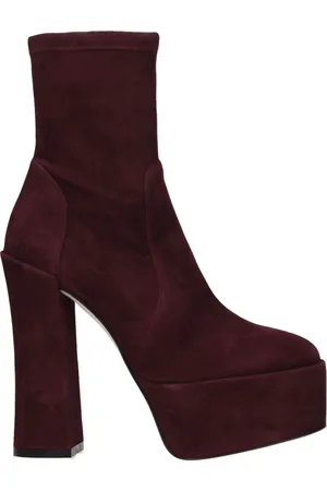 Stuart Weitzman Skyhi Boots Women Suede Purple/Cordovan