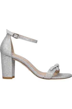 Stuart Weitzman Sandals Nearlynude Woman Fabric Silver