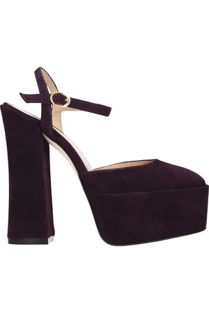 Stuart Weitzman Sandals Skyhi Womens Suede Purple/Eggplant