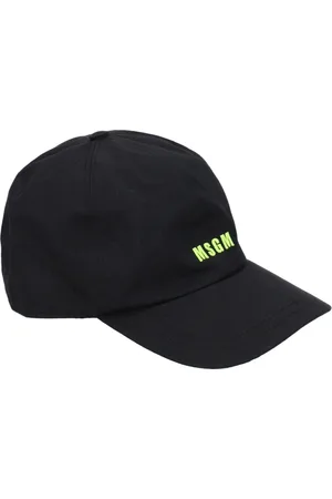 Msgm Hats Men Cotton Black/Green Fluo